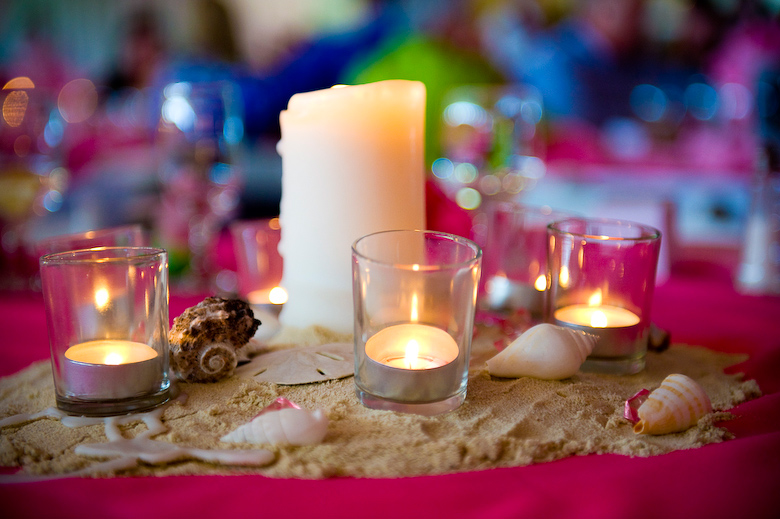 Wedding table decorations for a beach themed wedding