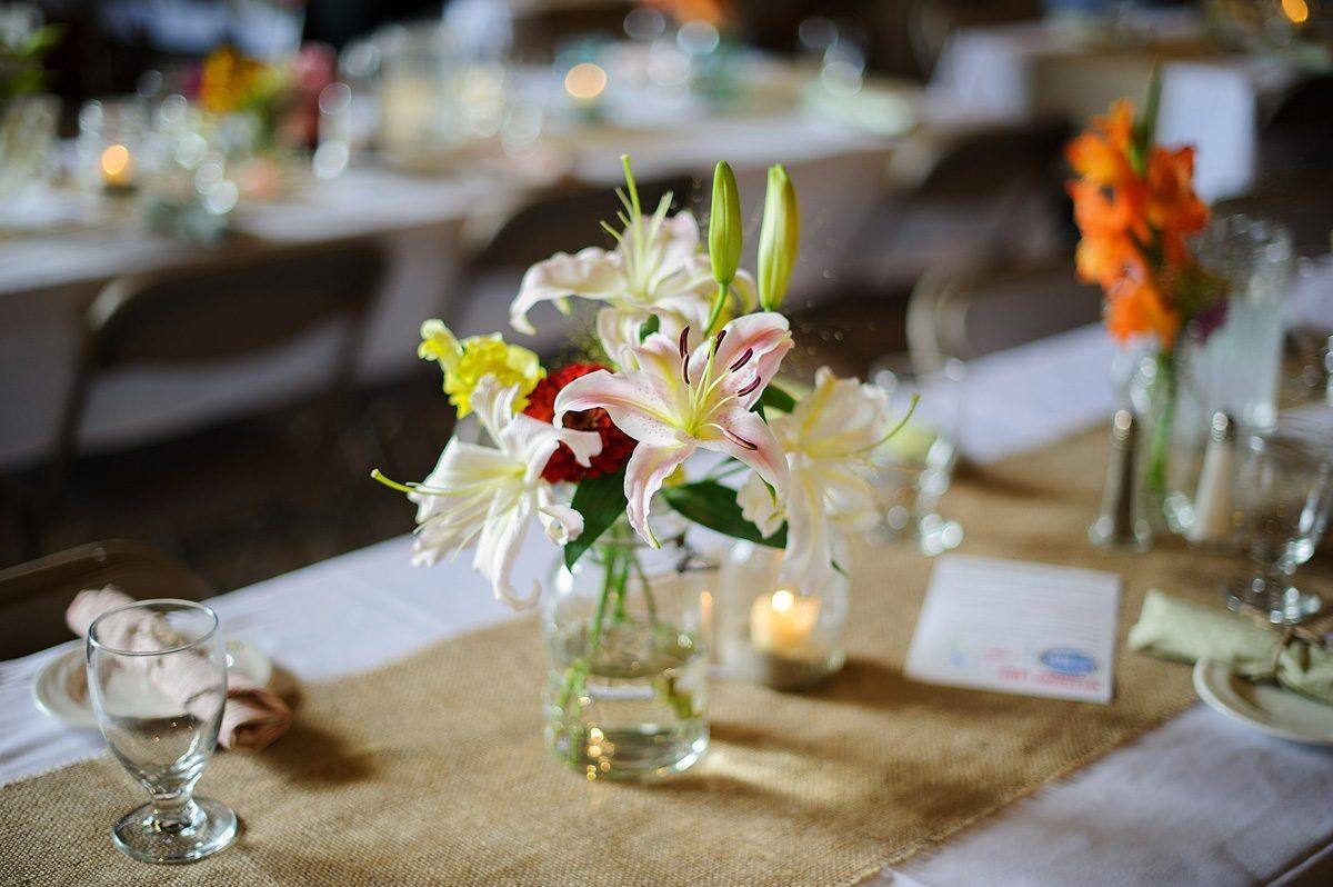 Barn wedding table decorations