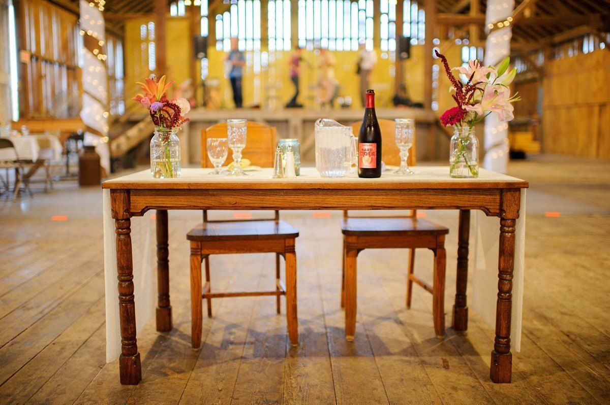 Festhalle Barn wedding bride and grooms' table