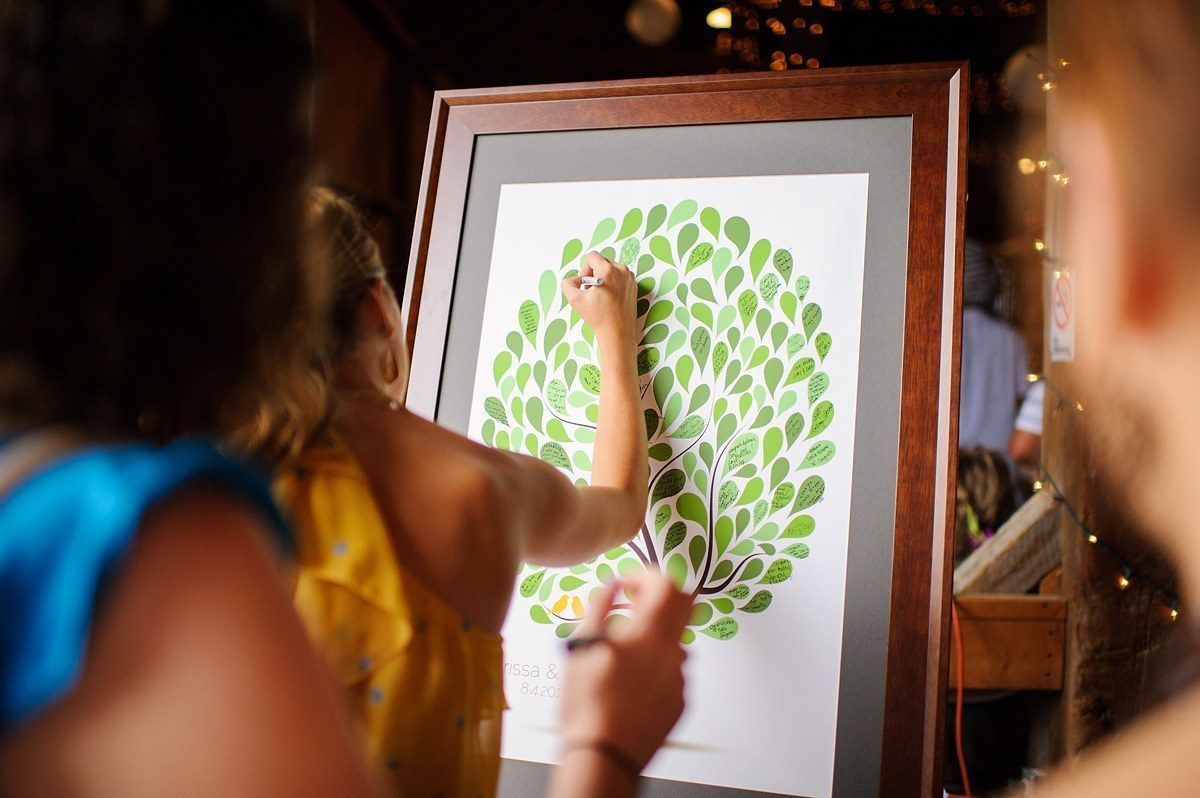guests signing the wedding guest book